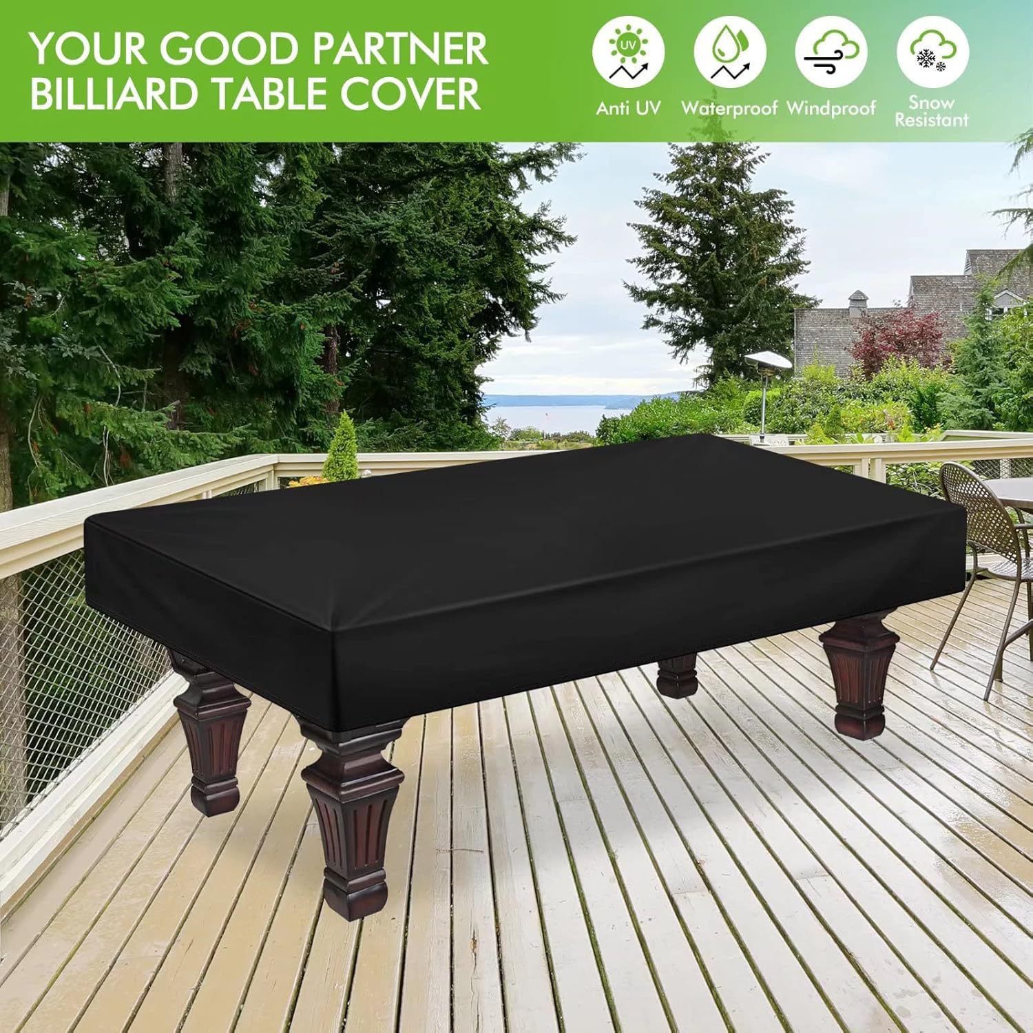 Heavy-Duty 7ft Pool Table Cover with UV-Resistant Coating, Waterproof & Windproof Full-Cover Protection for Indoor & Outdoor Use (96*55*8in) — image 5