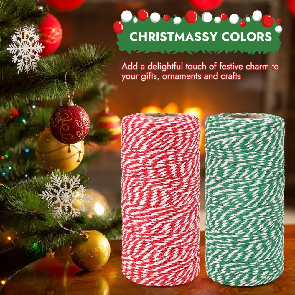 Bakers Twine, 656 Feet 2 Rolls Christmas Twine String Ribbon for Gift Wrapping, Pastry Boxes Tying, Festival Decorations, DIY Crafts (328Feet Each Roll) โ image 4