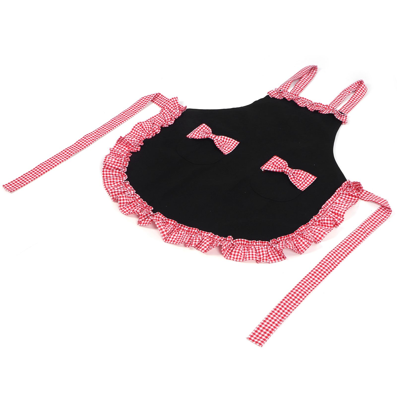 Bowknot Apron Multifunctional Cooking Oil‑Proof Waterproof Antifouling Apron for KitchenBlack + Pink — image 2