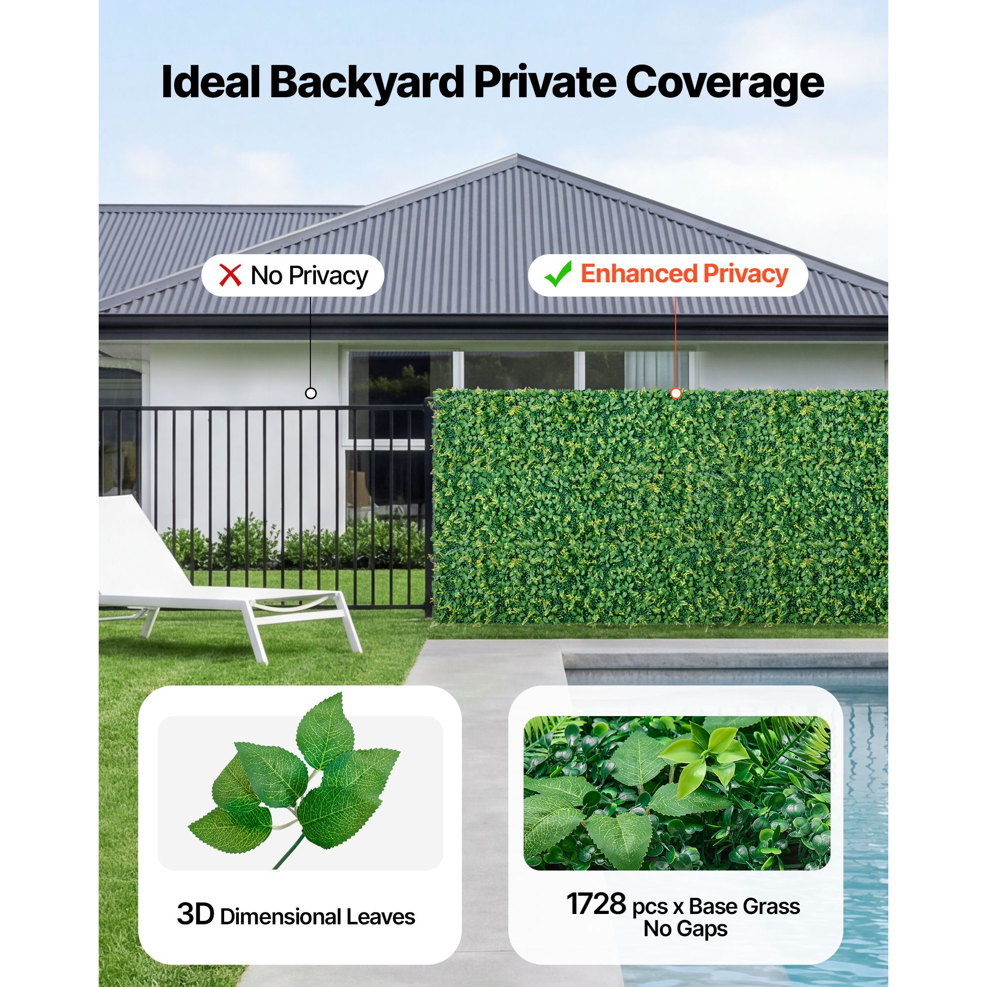 Artificial Plant Wall, 4 PCS 61 x 243.8 cm Artificial Boxwood Panels, Sun Protection Greenery Backdrop Privacy Hedge Fence, Fake Grass Screen for Wedding β image 3