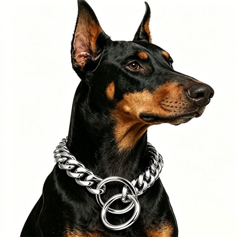 Stylish Cuban Link Dog Choke Chain Collar in Premium Stainless Steel – Available in Gold, Black, Steel, and Rose Gold, Designed for Training Control and — image 4