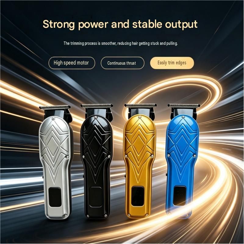 Blue Men's Electric Hair Trimmer Kit - Titanium Alloy Blade, USB Rechargeable with LED Display, 4 Guide Combs, Ergonomic Grip for Home Grooming and โ image 2