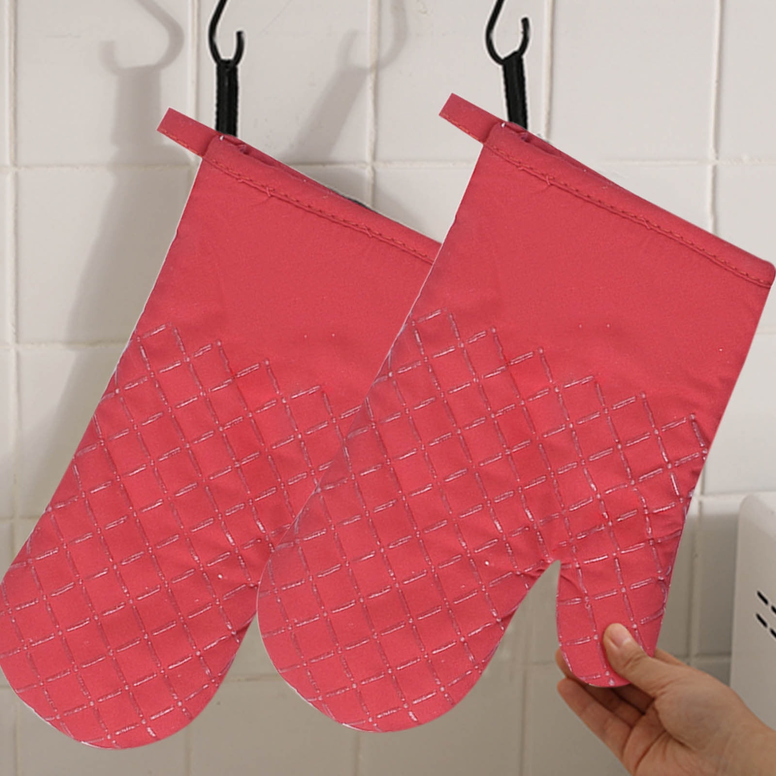 4 Pcs Oven Mitts and Pot Holders, Oven Glove High Heat Resistant 500 Degree, Long Oven Mitts with Recycled Cotton Infill and Silicone Non-Slip Surface for — image 4
