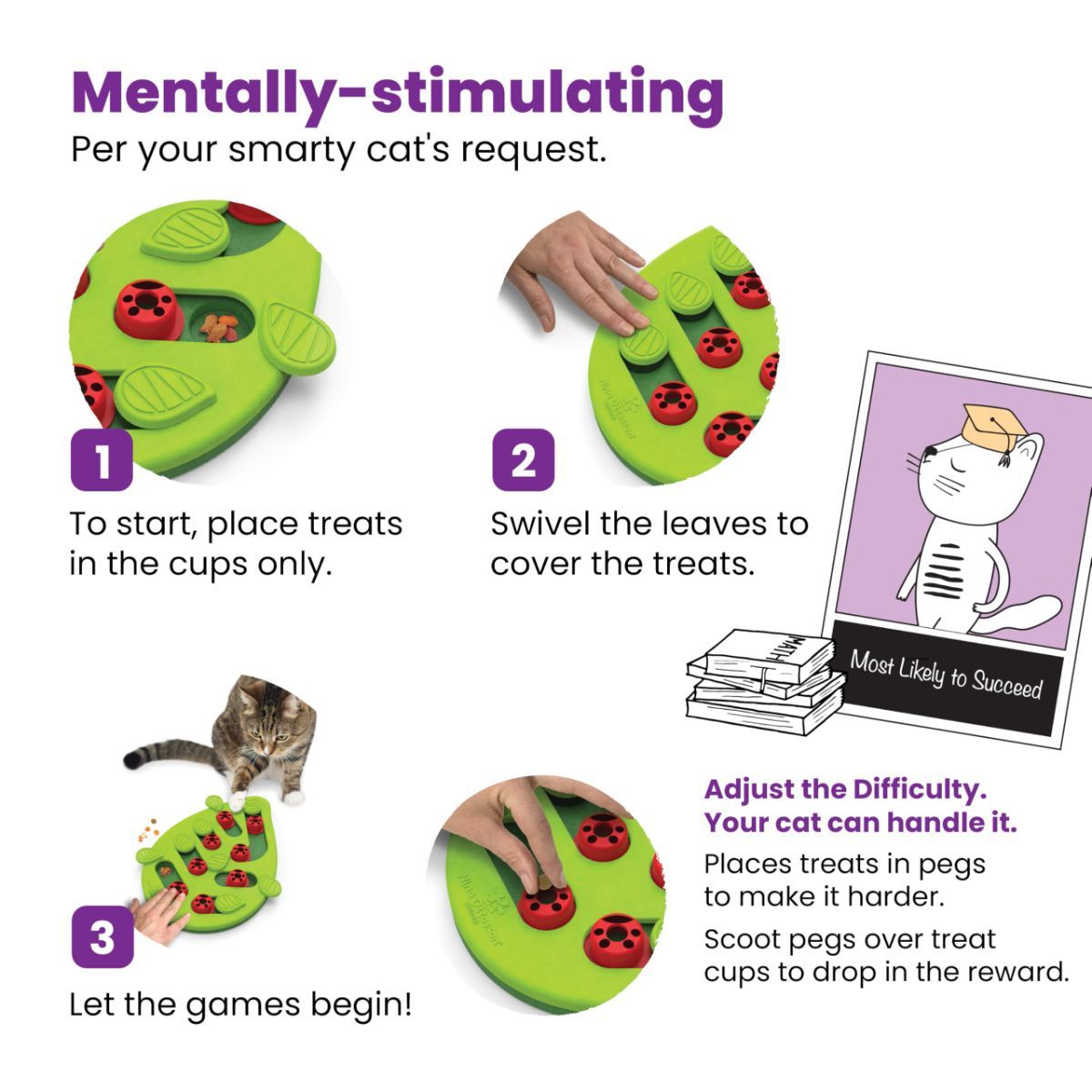 Cat Puzzle Feeder Indoor Cat Toy Interactive Treat Game Slow-Feeding Cat Toy โ image 3