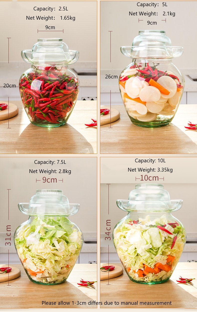Premium Chinese and Korean Fermentation Pickle Glass Jar Kimchi Sauerkraut Canisters & Jars Huge 10L — image 4