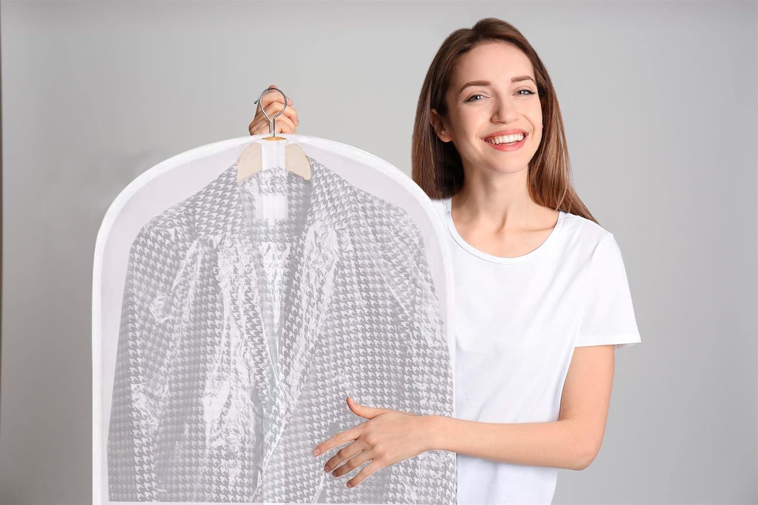 Zippered Garment Bag, Large 53 × 23 inches, Dress Bag for Gowns, Suits, Jackets, Dresses, Hanging Clothing Storage Bag, Water Repellent, Dust Proof, Clear (1 — image 5