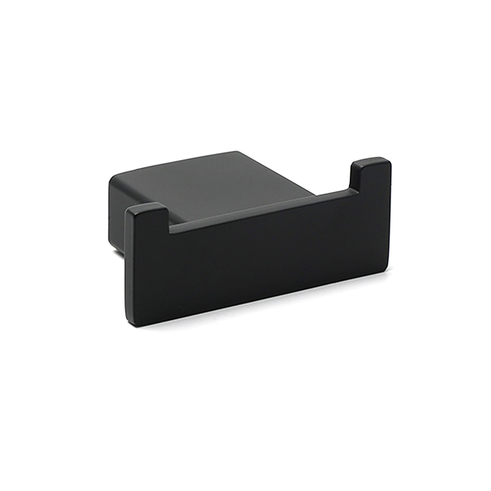 Matt Black Square Robe Hook Clothes Towel Holder Bathroom Wall Hanger Accessory