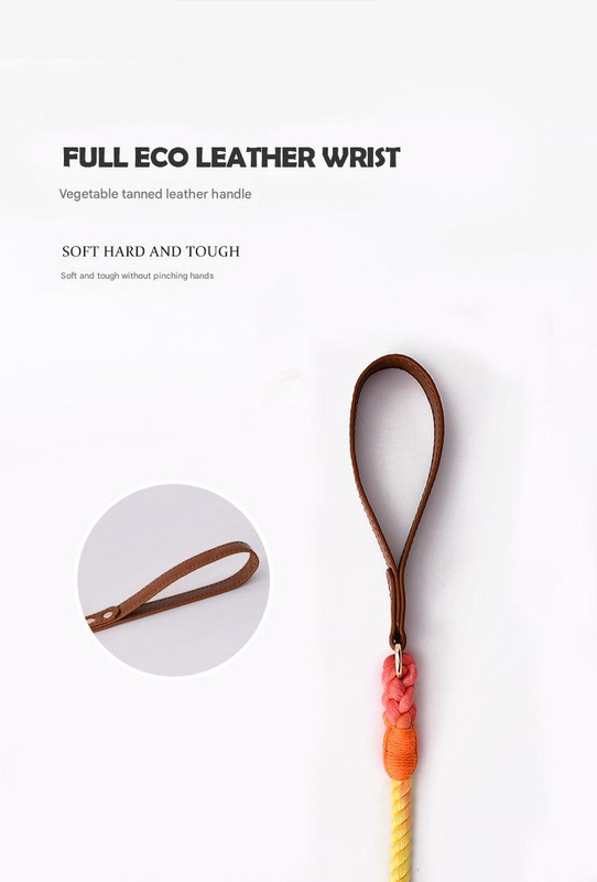 Premium Leather Pet Collar and Leash - Soft, Strong Braided Rope (Pink Purple - Size S) โ image 3