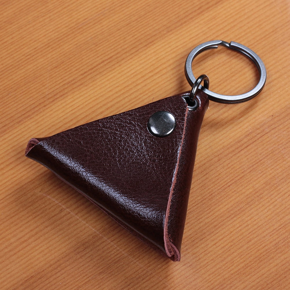 Guitar Pick Holder Genuine Leather Guitarra Plectrum Case Bag Triangle Keychain Accessories, for Travel, Work and Everyday Carry, Brown โ image 3