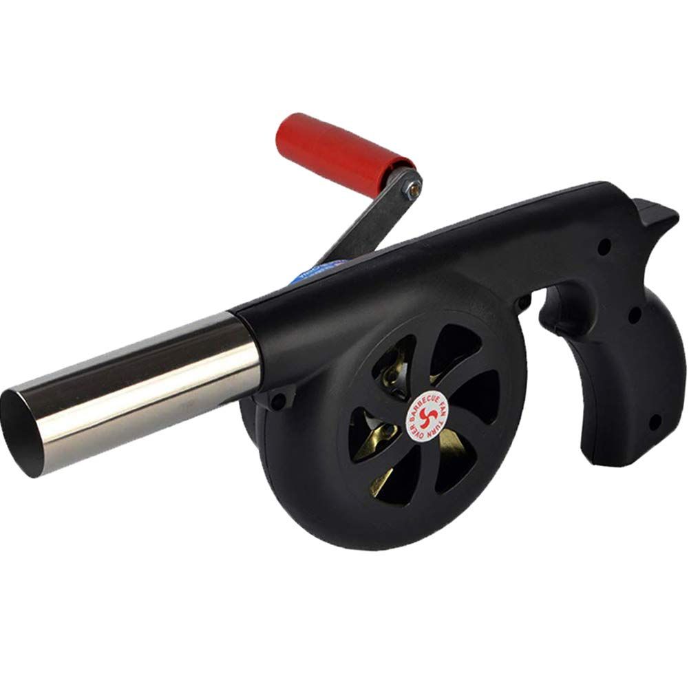 Portable Barbeque Air Blower with Manual Handle Speed Control and Metal Fan Blade for Outdoor Barbecue Fire Bellow, Camping
