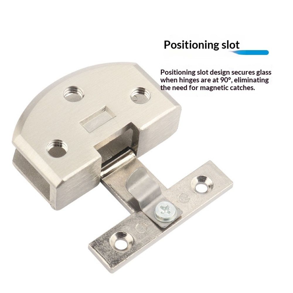 Cabinet Glass Door Hinge,4 Pcs 90 Degrees Frameless Glass Door Hinge for Cupboard Display Clip Showcase Wine Cabinet Clamp Gate Silver — image 4