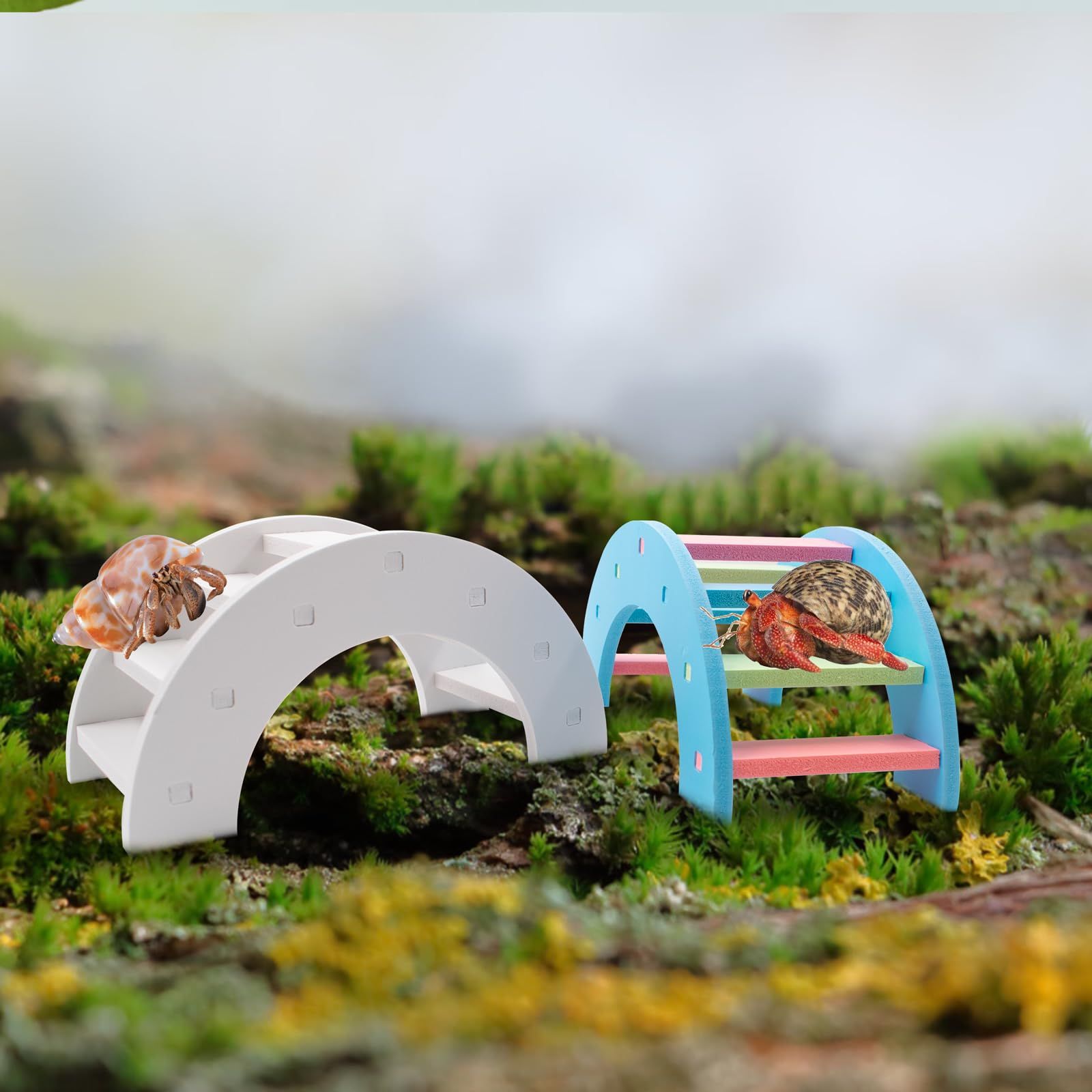 2 PCS Hermit Crabs Climbing Bridge, White and Colorful Bridge Toy for Reptile and Small Animals, Hermit Crab Hideout โ image 2