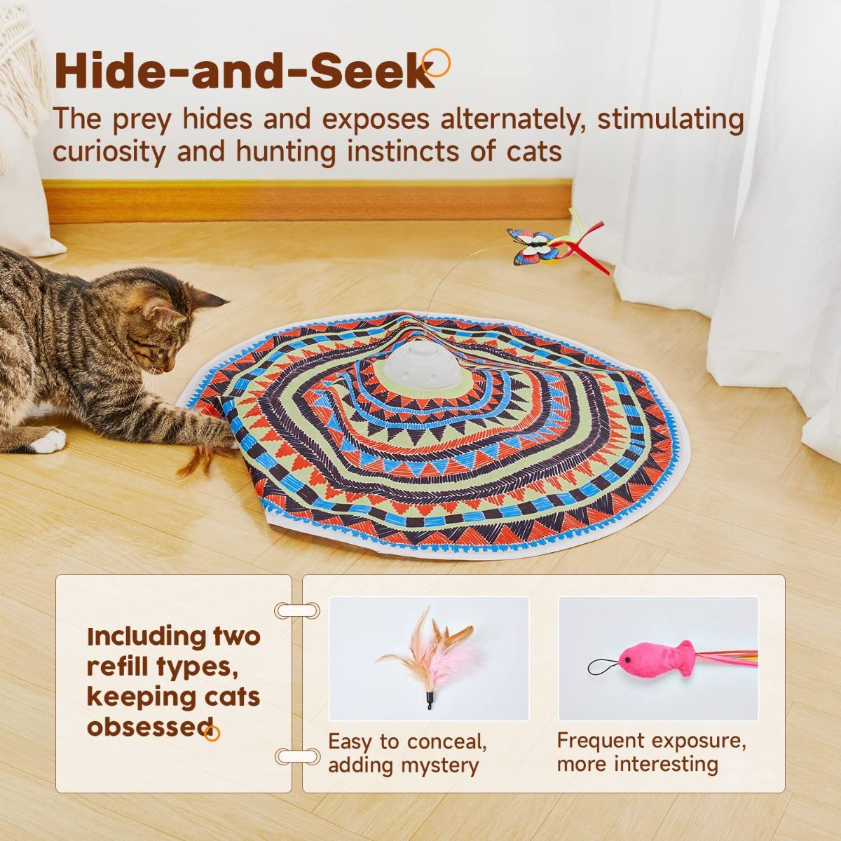 Cat Toy Interactive Spinning Cat Toy Butterfly Attachment Cat Toy Feather โ image 6