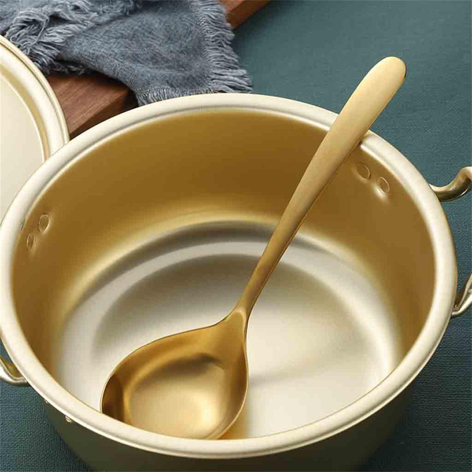 Gold Ladle, Stainless Steel Kitchen Ladle With Gold Plating, Soup Ladle, Cooking Ladle, Metal Soup Spoon For Cooking, Dishwasher Safe, Easy to Clean, 1 Pcs One β image 4