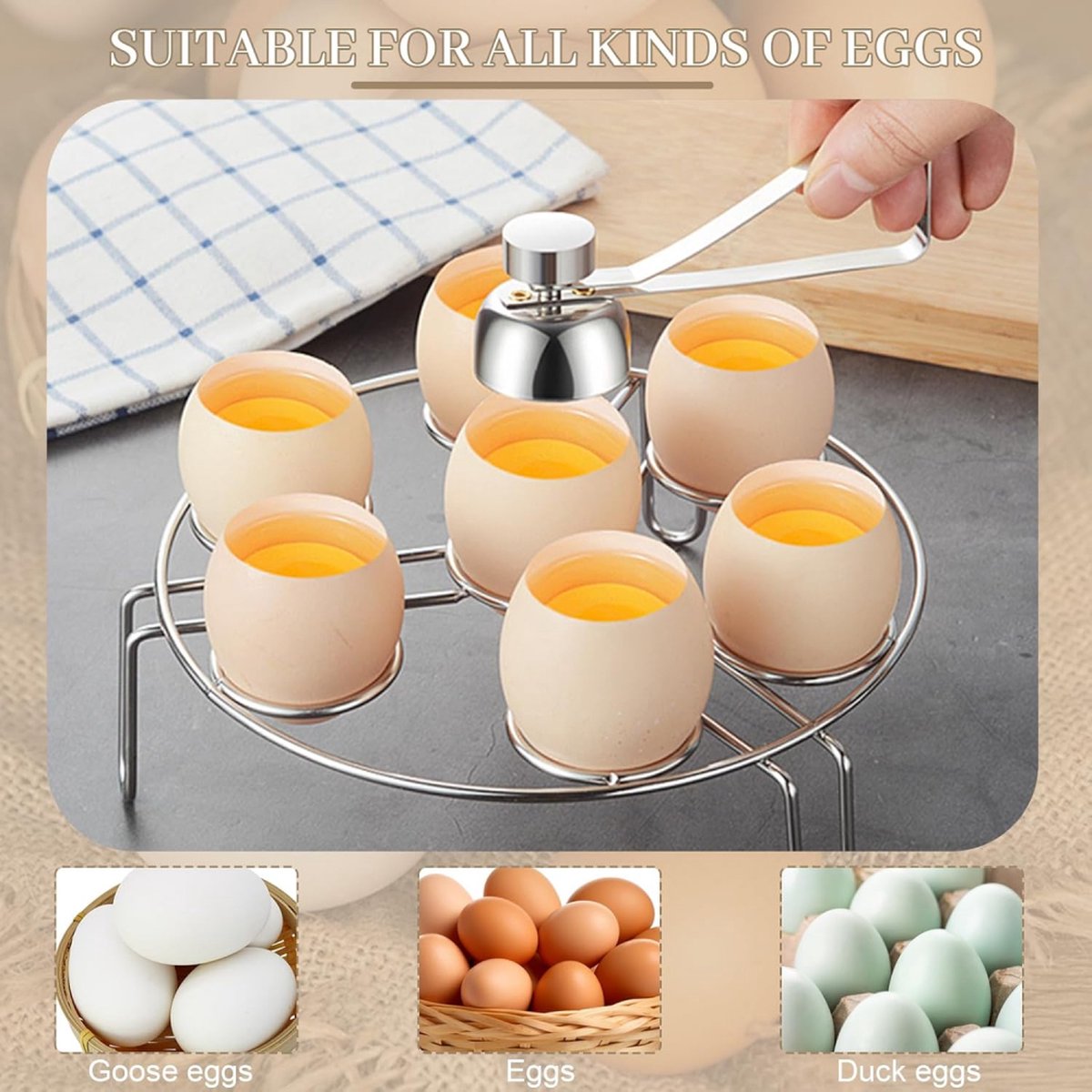 Eggshell Cutter - Stainless Steel - Eggshell Opener - Egg Beheader - Egg Topper - Egg Slicers - Egg Topper - Eggshell Splitters - Egg Pricker - Eggshell — image 3