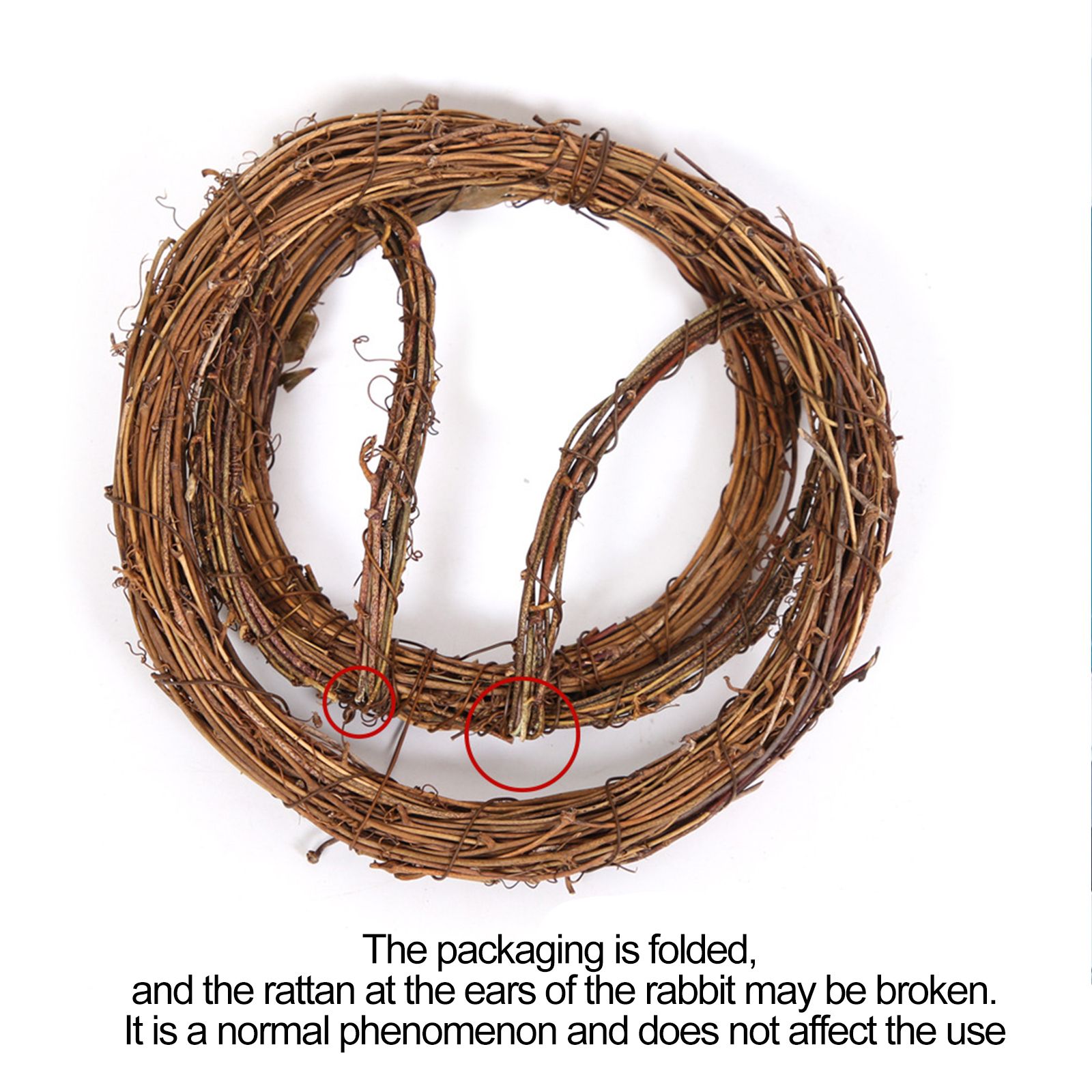 Easter Bunny Hanging Led Colored Lights Rattan Circle Easter Bunny Wreath Diy Decorative Door Hanging — image 5