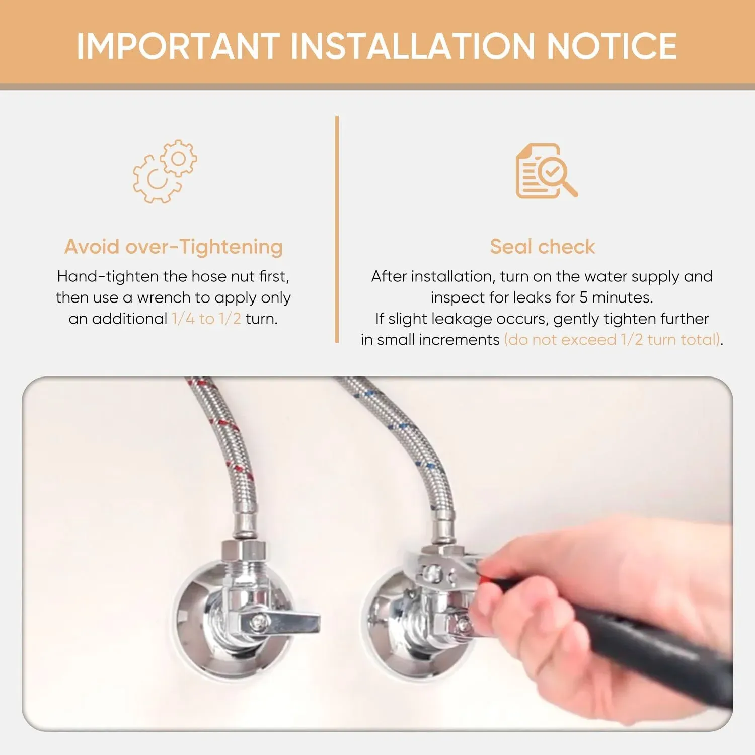 Faucet Supply Lines Braided Stainless Steel 3/8 Comp x M10 Male Connector for Faucet Installation 40 Inch 2 Pack โ image 6