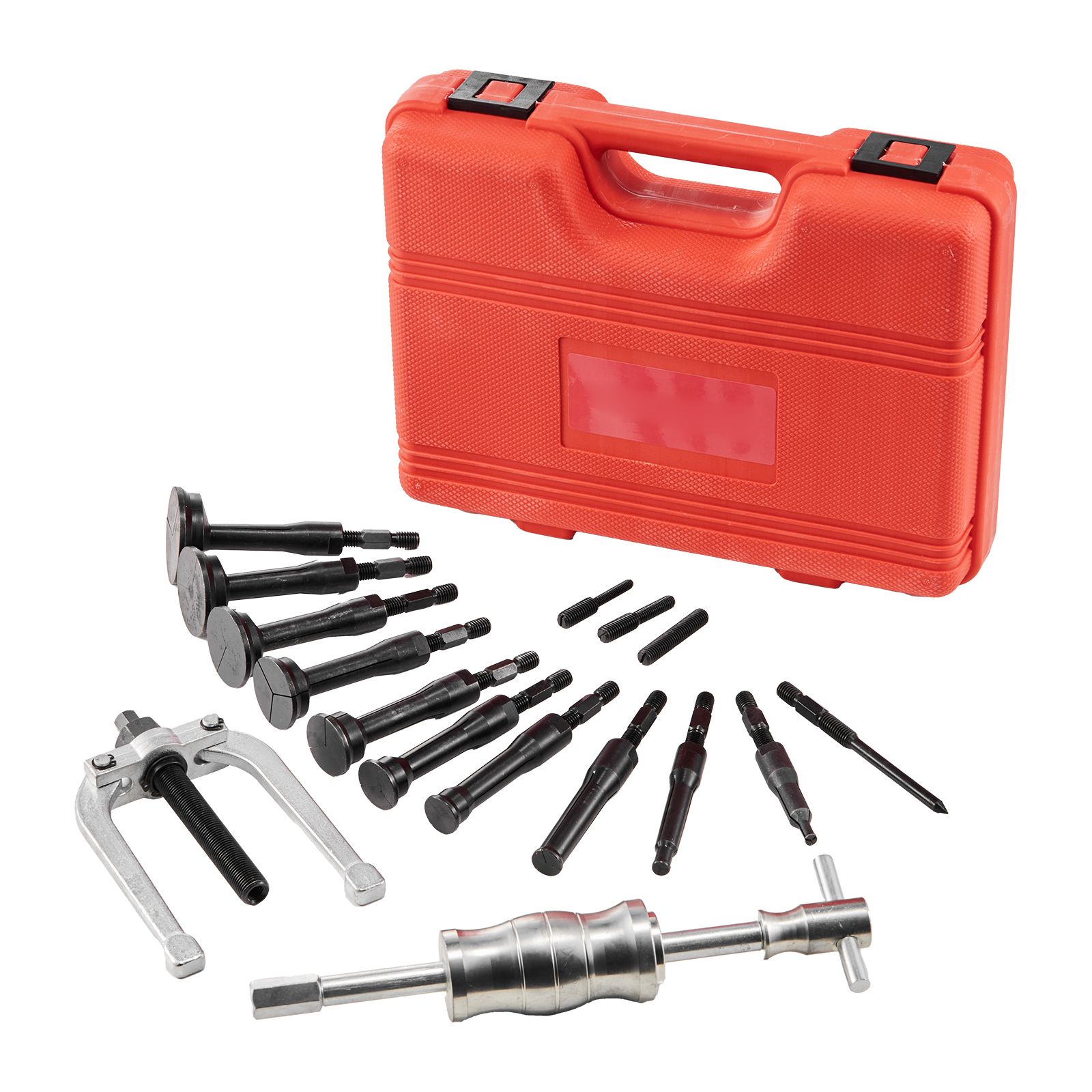 Blind Hole Bearing Puller Set, 16-in-1 Inner Bearing Race and Seal Extractor Kit, 16 PCS Slide Hammer Pilot Insert Inner Internal Bearing Removal Tool Set with