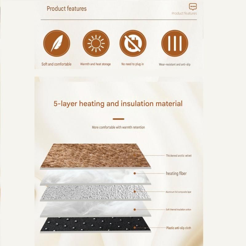 Brown S Size 36x50cm Self Heating Pet Mat - Soft Plush Non-Slip Thermal Bed for Cats and Small Dogs Indoor Crate Car Travel Use — image 3