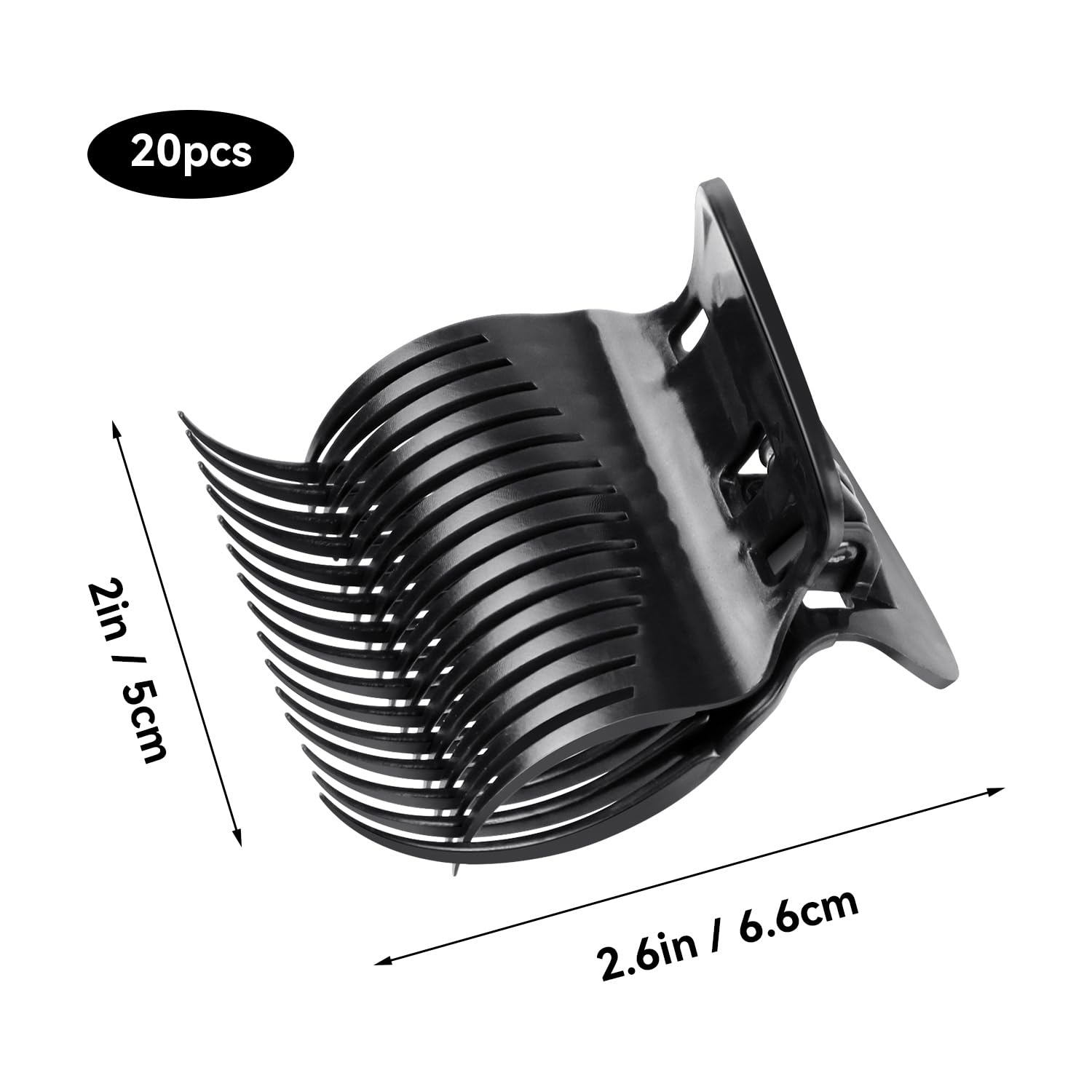 20 Pcs Hot Roller Clips for Hair, Curler Claw Clip for Women Hair Section Styling (Black, 2inch) — image 2