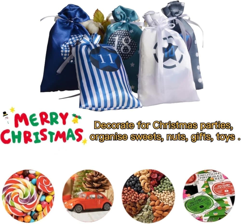 24 Christmas Calendar Bags, DIY Advent Calendar with Hanging Bags, Reusable Green Christmas Gifts — image 6