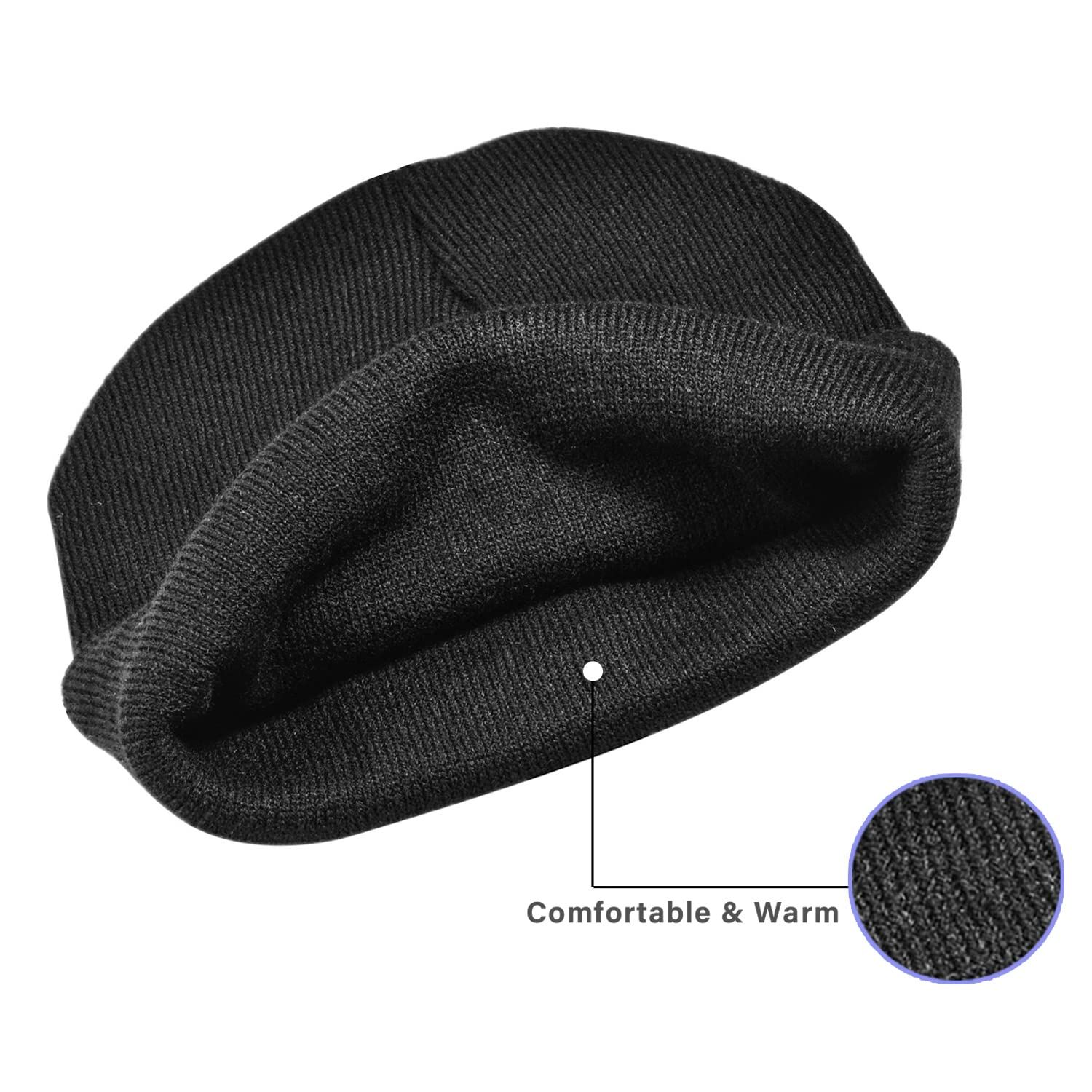 1 pcs Rechargeable LED Cap, Hands Free LED Flashlight Lighted Headlamp Hat, Warmer Knit Cap Hat (Black) — image 2