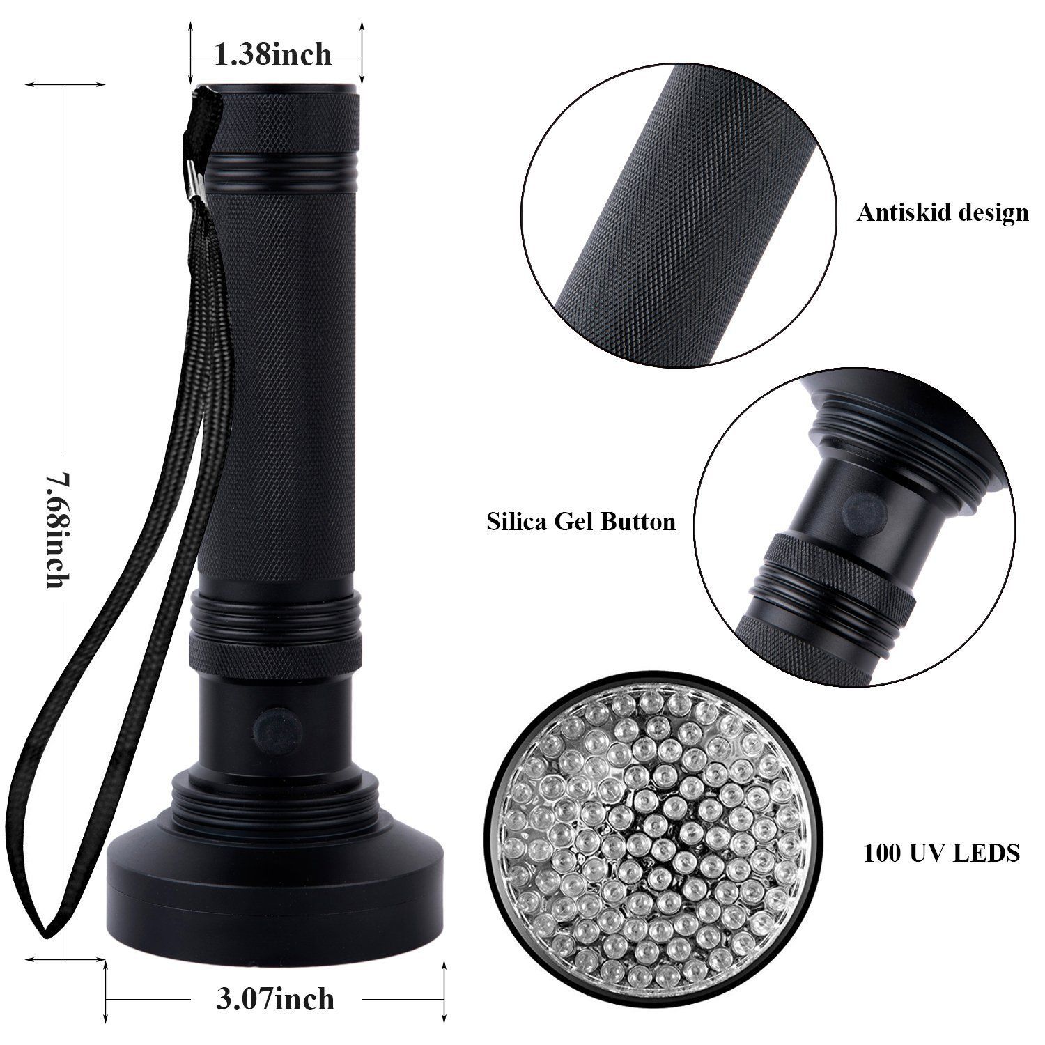 Ultraviolet Flashlights UV Detector, LED Flashlights Pet Urine Detector for Cat Urine, Stains, Bed Bug, Batteries not Included (100-UV purple flashlight) โ image 5