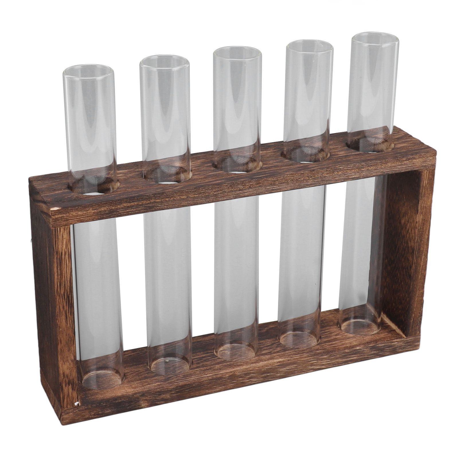5 Test Tube Plant Terrarium Transparent Observe Growth Status Water Plant Holder with Wooden Stand for Herbs Carbon Color โ image 4