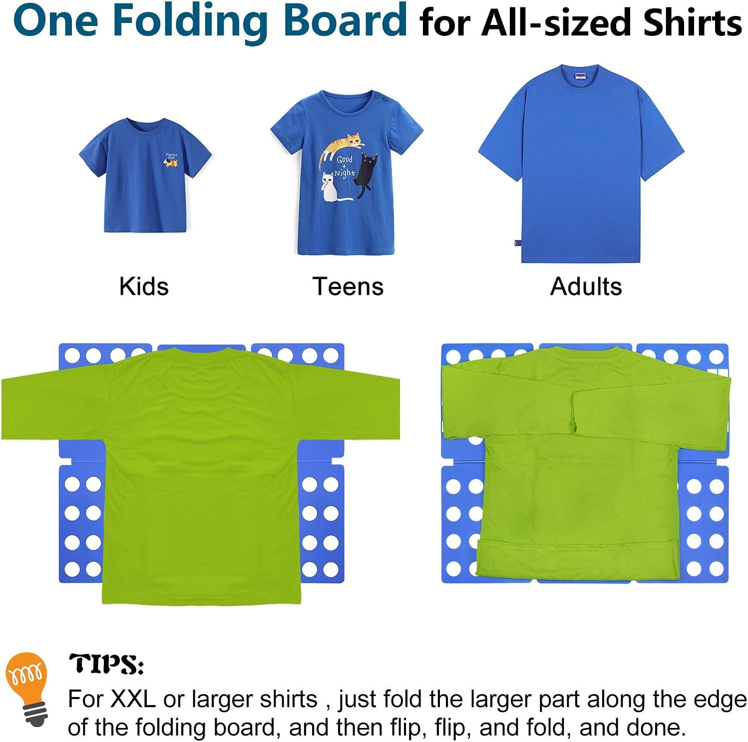 Adjustable Clothes Folding Board for T-Shirts, Pants & Towels, Durable PP Plastic Laundry Organizer with Reinforced Buckles (Blue) — image 2