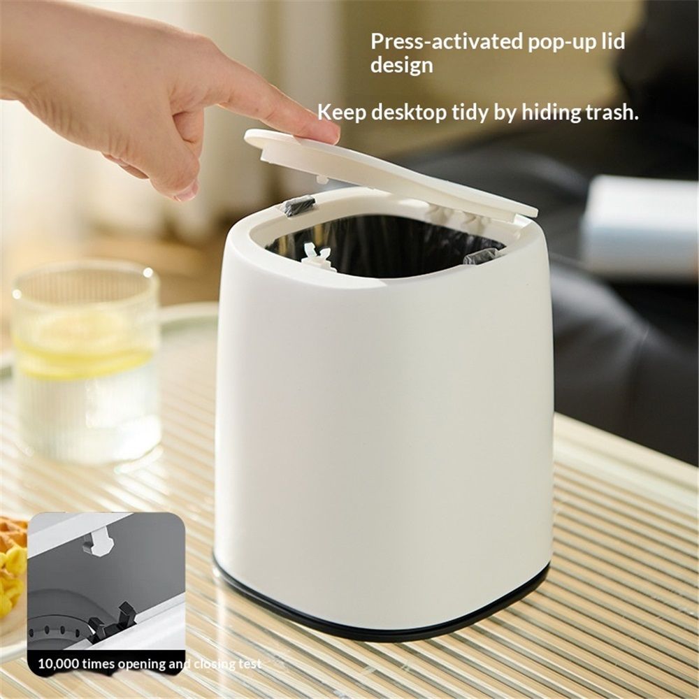 Mini Trash Can for Desk Stainless Steel mini Desk Trash can with Lid, Tiny Trash Can for Desk for Office, Home, Car(no Roll Bags) — image 2