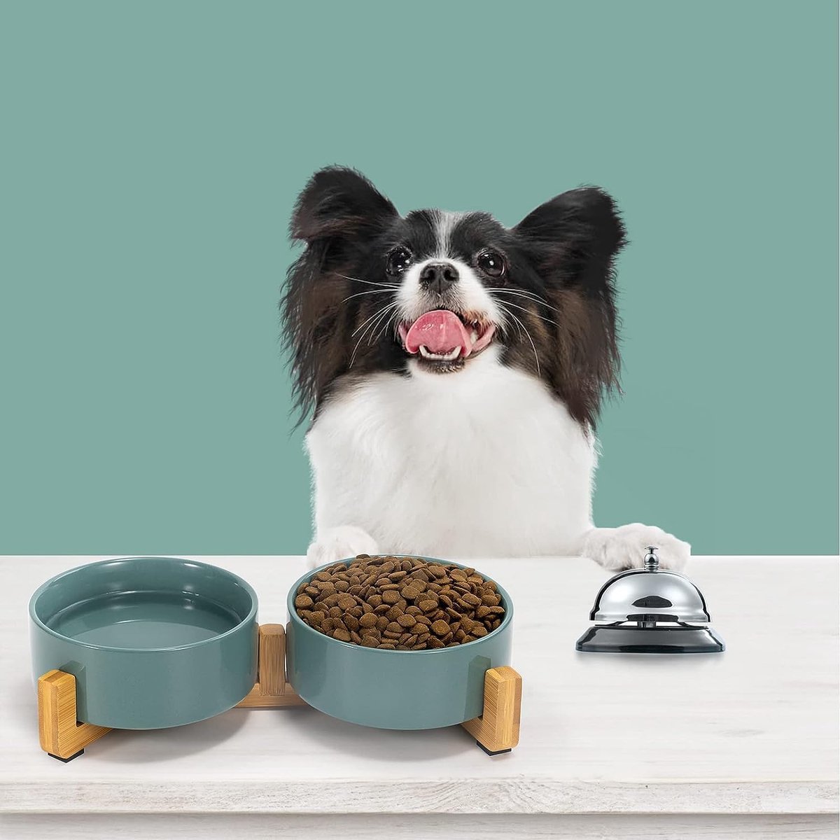Cat Litter Box - Dog Bowl - Ceramic Food Bowl Set for Cat and Dog - With Wooden Base, Modern and Cute Design, Weighted and Non-Slip - Suitable for food and — image 4