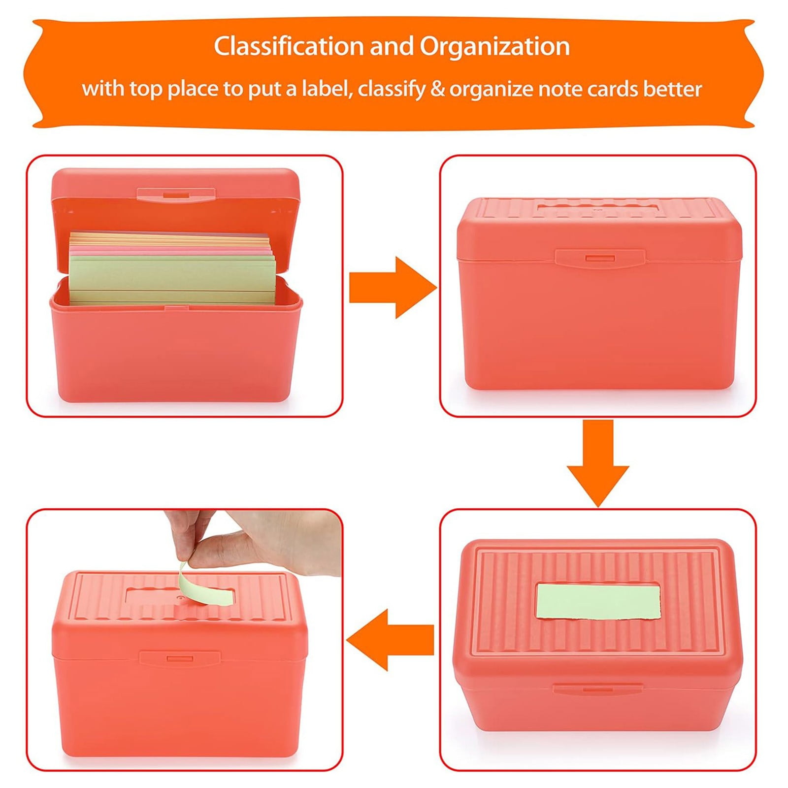 1Pc Index Card Holder,Index Card File with Flip Top,Plastic Card Holders,Note Flash Card Organizer Case,Index Card Holder,Photo Boxes Storage,Notecard — image 5