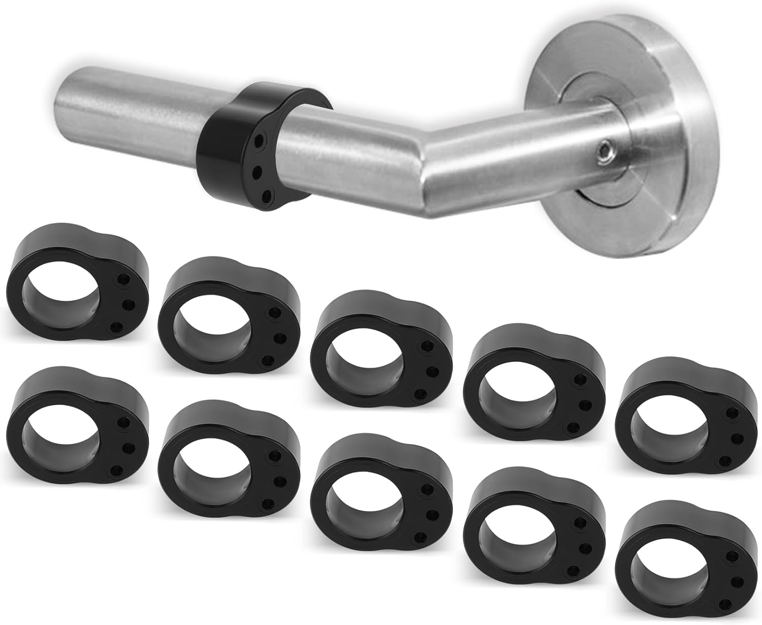 10 Pack PVC Door Handle Bumpers, Wall Protection Rings and Door Stop Cushions for Lever Handles in Bedrooms and Hallways, Black