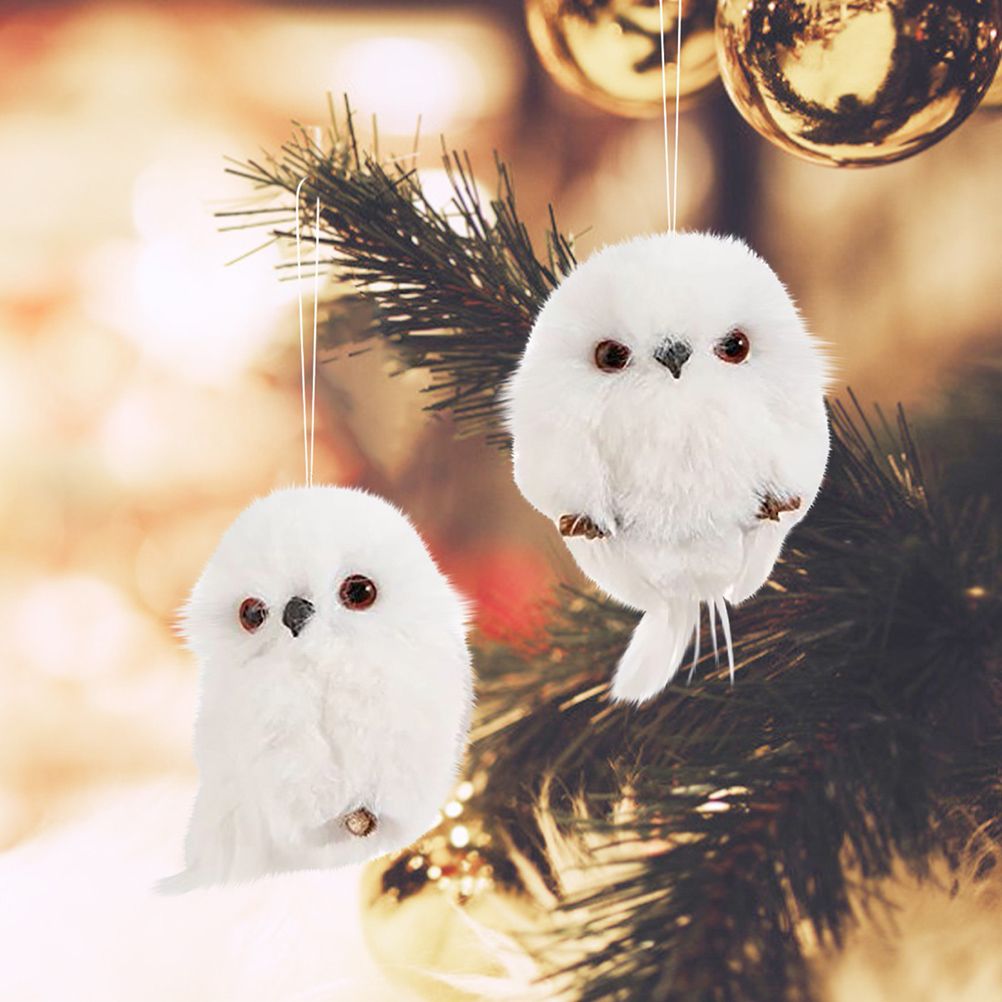 2Pcs Christmas Cute Owl Hanging Gift Simulation Animal Pendant Xmas Tree Pendant Home Holiday Party Decoration — image 4