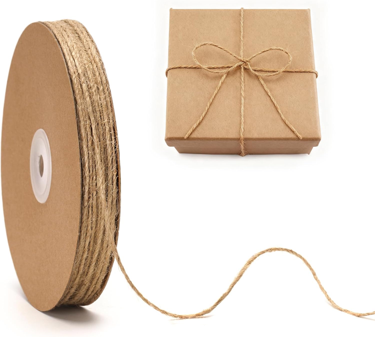 2MM Jute Twine - 328Ft Natural Brown Jute String, 3-Ply Thin String for Gardening, Craft Twine for DIY Crafts, Gift Wrapping, Crochet Kitting, Macrame Decor
