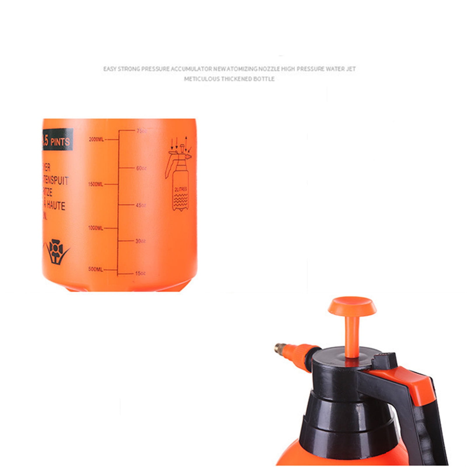 Handheld Garden Pump Sprayer, 2L Lawn & Garden Pressure Water Spray Bottle with Adjustable Brass Nozzle, for Plants and Other Cleaning Solutions Orange โ image 5