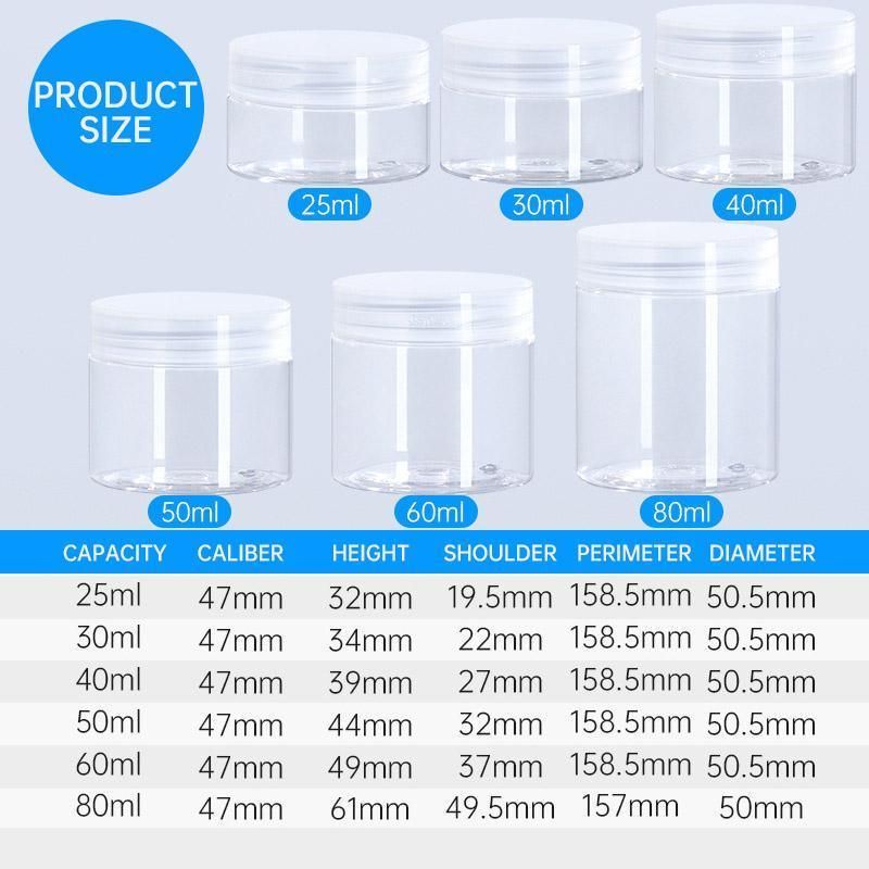 10pcs Transparent Wide Mouth Plastic Jars with Cap Skin Care Cream Containers - 50ml โ image 3