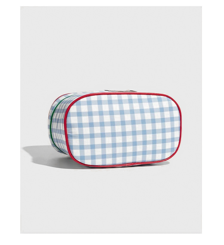 Blue And Green Chic Gingham Plaid Cosmetic Bag - Large Capacity Portable Travel Toiletry Organizer, Water-Resistant โ image 4