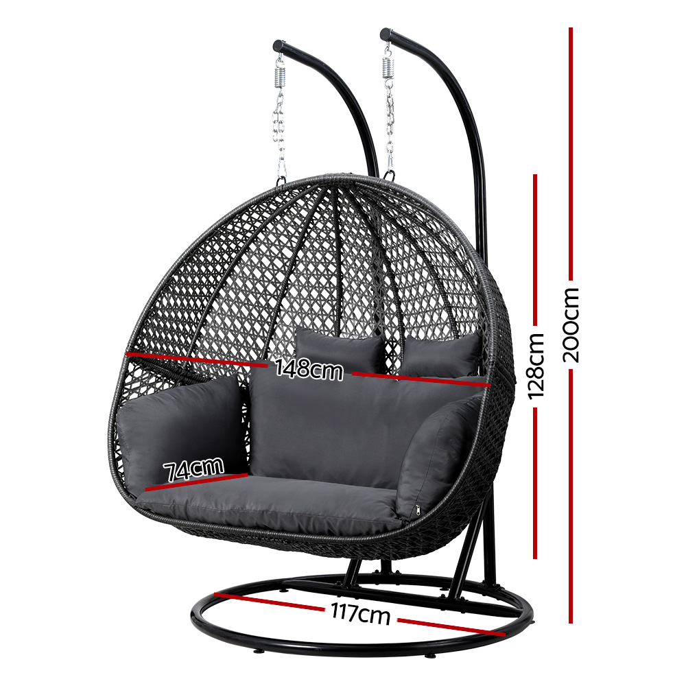 Gardeon Outdoor Swing Chair Hanging Rattan Patio Furniture Pod Stand Cushion 2 Seater โ image 3