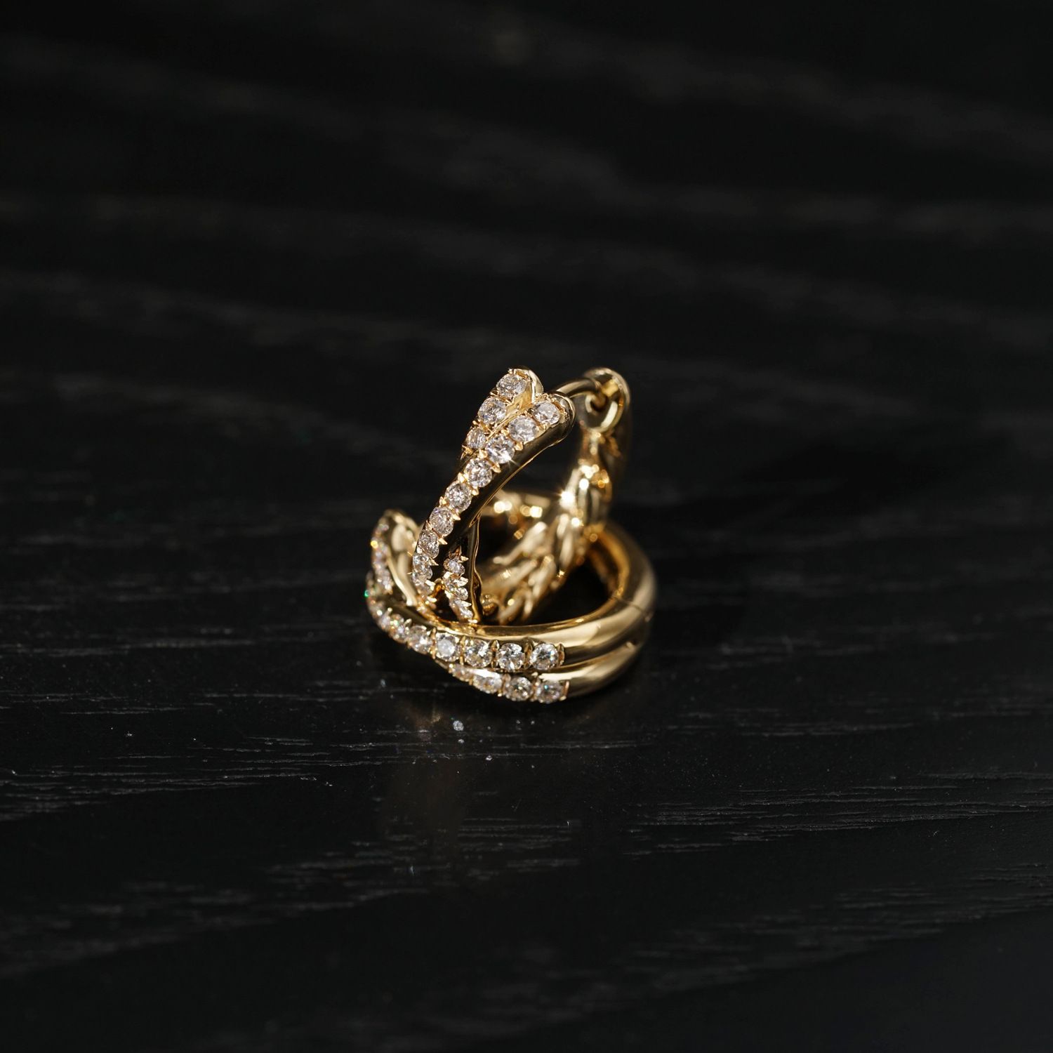 S925 Sterling Silver Cross Double Row CZ Ear Cuff - 18K Gold Plated Solid Twisted Hoop Earrings for Women - Delicate Fine Jewelry for Daily Wear - Gold Small — image 3