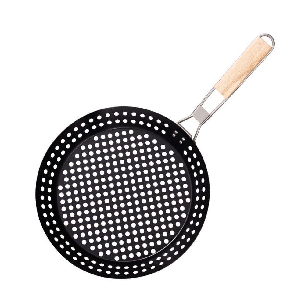 1 Piece BBQ Frying Pan with Holes, Non-stick BBQ Grill Pan, Stainless Steel Barbeque Woks, Grill Basket Vegetable with Handle | Vegetable Charring Pan for