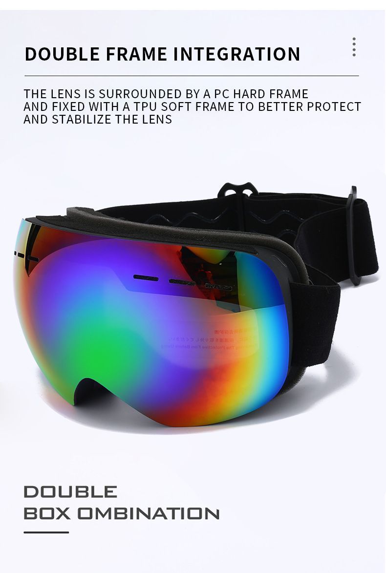 Winter Snow Sports Spherical Goggles, Anti-Fog Anti UV Ski Eyewear, Windproof Snowboard Glasses For Adults, Red Strap Gradient Lens, Cool Ski Accessory Gift — image 3
