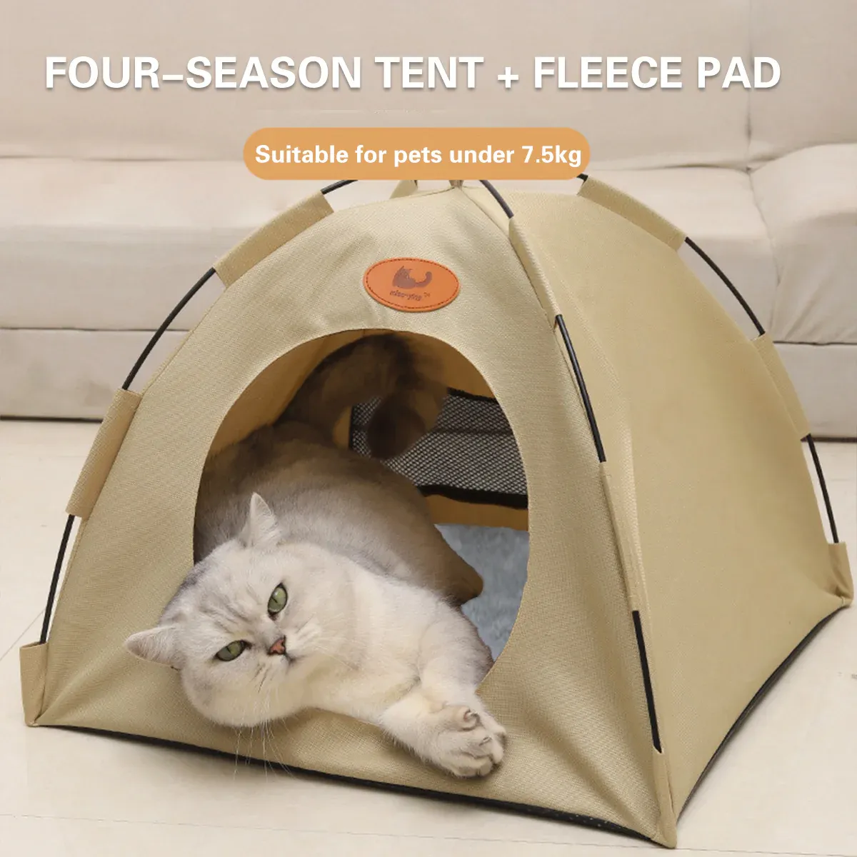 Folding Camping Pet Tent for Cats Puppy Bed Indoor Cat Nest Dog Cave Style House - Coffee โ image 6