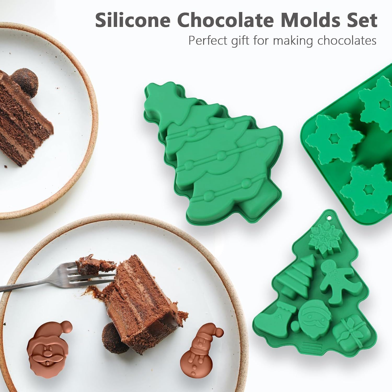 Silicone Chocolate Molds Set Candy Molds Baking Molds Large for Baking Sweet Treat,Cake Xmas Gift Handmade Soap Candles (4 pcs) — image 4