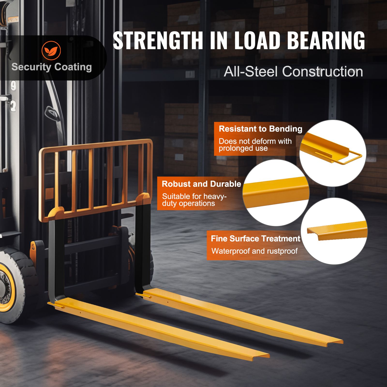 Pallet Fork Extensions, 1820 mm Length 140 mm Width, Heavy Duty Steel Fork Extensions for Forklifts, 1 Pair Forklift Extensions, Industrial Forklift Fork — image 3