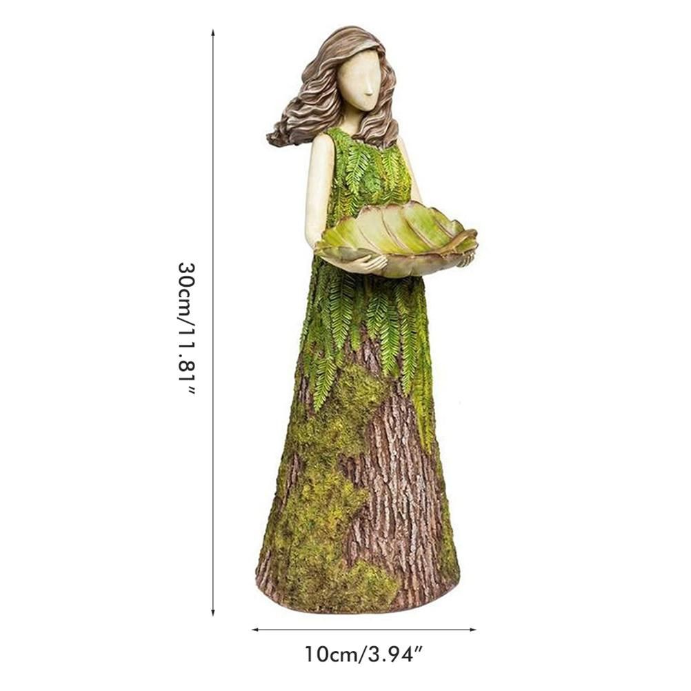 Fairy Garden Statue with Bird Feeder Lawn Resin Ornaments Garden Art Sculptures for Outdoor Decorations — image 2