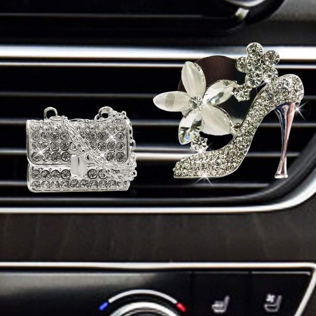 Crystal High Heel Shoe & Magic Bag Car Air Vent Clip Charm Bling sparkly bedazzled rhinestone Car Bling Accessories, Car Interior Decoration Charm, Rhinestone — image 4