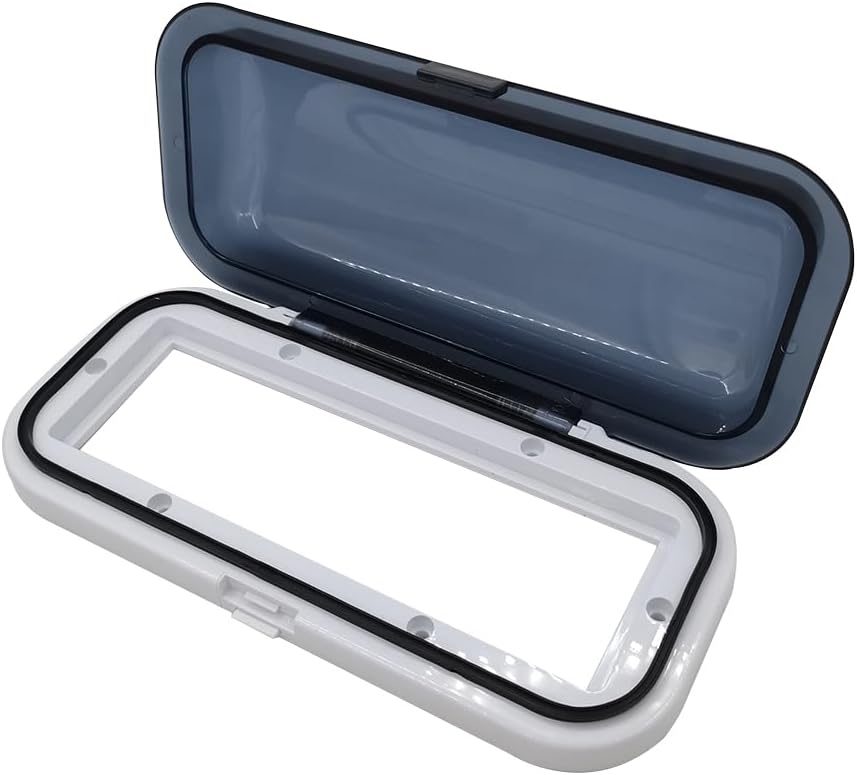 Water Resistant Marine Stereo Cover - Smoke Colored Heavy Duty Boat Radio Protector Shield with Flip-up Door & Spring Loaded Release Mounting Gasket — image 6