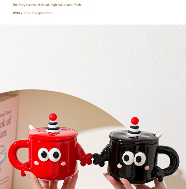 Black Quirky Ceramic Couples Mug Set - Fun and Unique Gift for Weddings and Special Occasions โ image 3