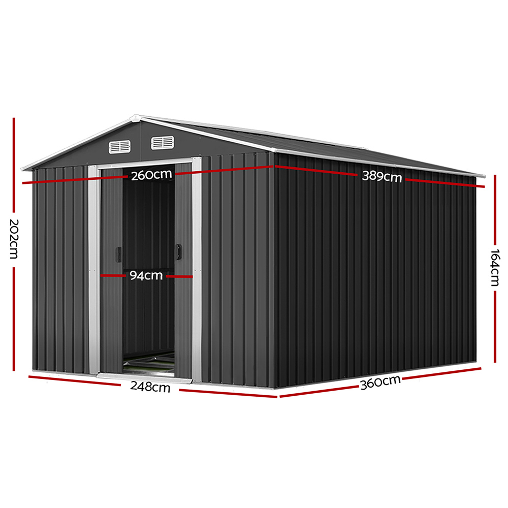 Giantz Garden Shed 2.6x3.9M w/Metal Base Sheds Outdoor Storage Workshop Tool Shelter Sliding Door โ image 2